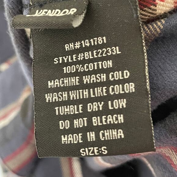 Rock Revival Navy Black & Red Plaid Button Shirt Men's Small 100% Cotton - Picture 5 of 7